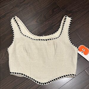 Tweed Bustier Top with Black & White Trim. NWT.